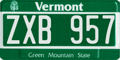 VT license plate ZXB957
