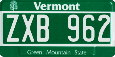 VT license plate ZXB962