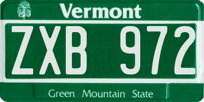 VT license plate ZXB972