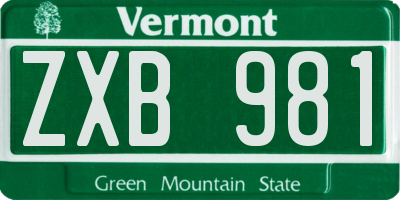 VT license plate ZXB981