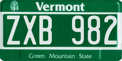 VT license plate ZXB982
