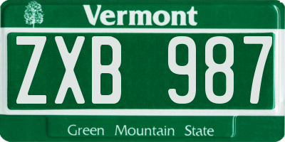VT license plate ZXB987