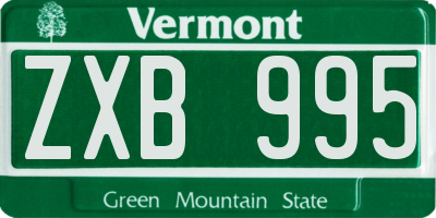 VT license plate ZXB995