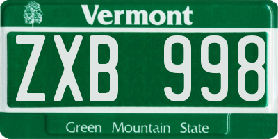 VT license plate ZXB998