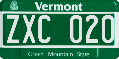 VT license plate ZXC020