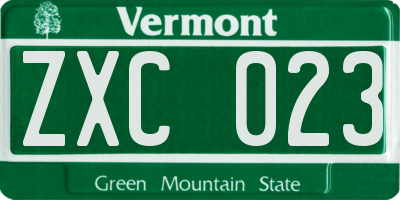 VT license plate ZXC023