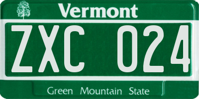 VT license plate ZXC024