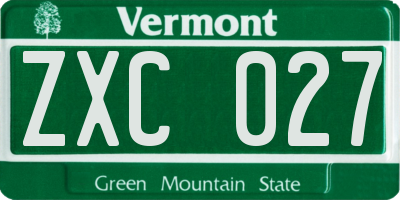VT license plate ZXC027