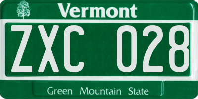 VT license plate ZXC028