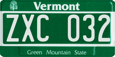 VT license plate ZXC032