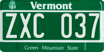 VT license plate ZXC037