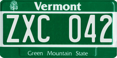VT license plate ZXC042