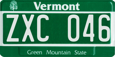 VT license plate ZXC046