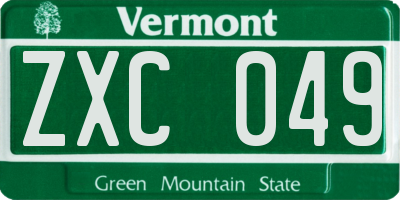 VT license plate ZXC049