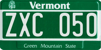 VT license plate ZXC050