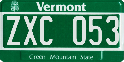 VT license plate ZXC053