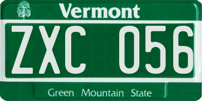 VT license plate ZXC056