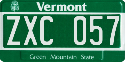VT license plate ZXC057