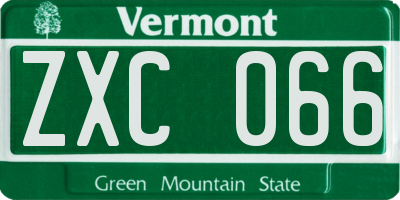 VT license plate ZXC066
