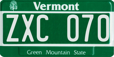 VT license plate ZXC070