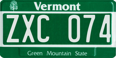 VT license plate ZXC074