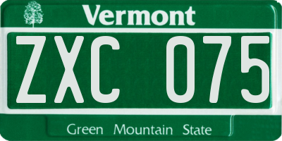 VT license plate ZXC075