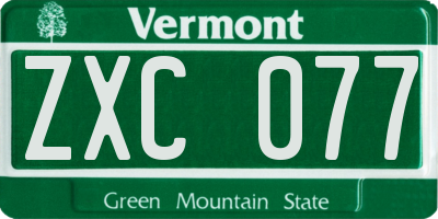 VT license plate ZXC077
