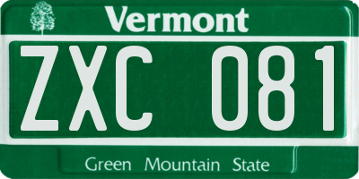 VT license plate ZXC081