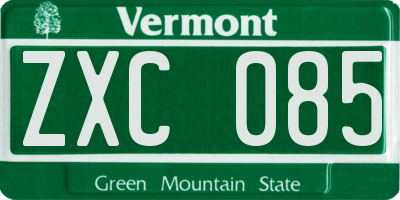 VT license plate ZXC085