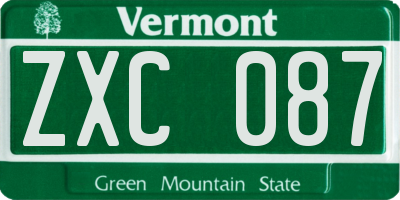 VT license plate ZXC087