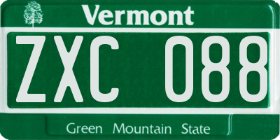 VT license plate ZXC088