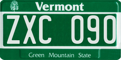 VT license plate ZXC090