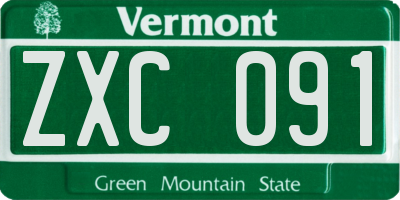 VT license plate ZXC091