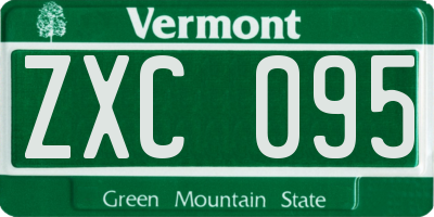 VT license plate ZXC095