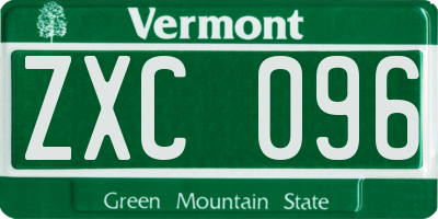 VT license plate ZXC096