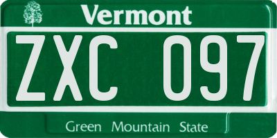 VT license plate ZXC097