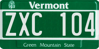 VT license plate ZXC104