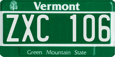 VT license plate ZXC106