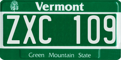 VT license plate ZXC109