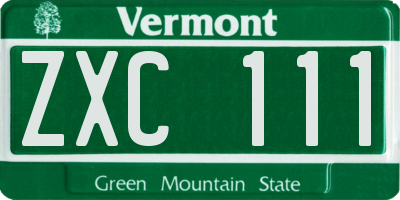 VT license plate ZXC111