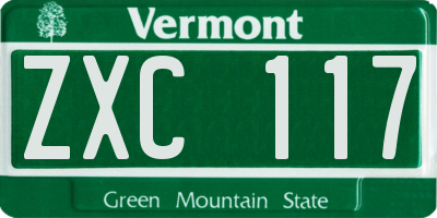VT license plate ZXC117