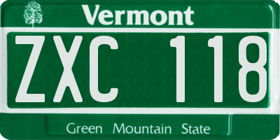 VT license plate ZXC118