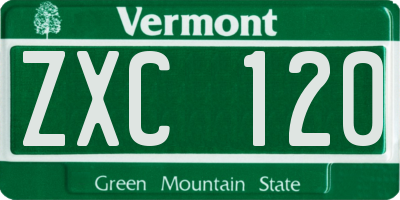 VT license plate ZXC120