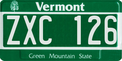 VT license plate ZXC126