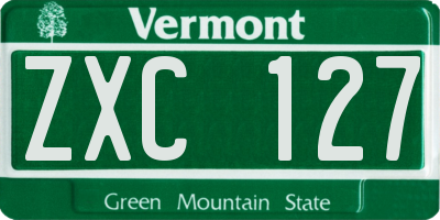 VT license plate ZXC127
