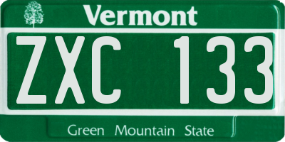 VT license plate ZXC133
