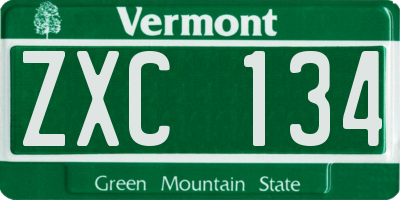 VT license plate ZXC134