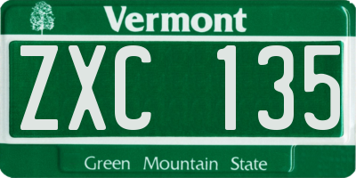 VT license plate ZXC135