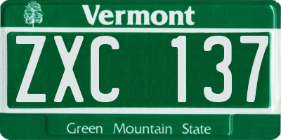 VT license plate ZXC137