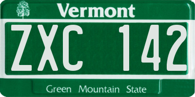 VT license plate ZXC142